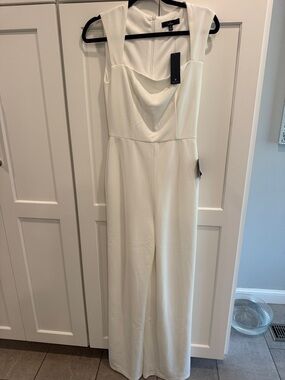 Lulu's White Sleeveless Cowl Neck Jumpsuit